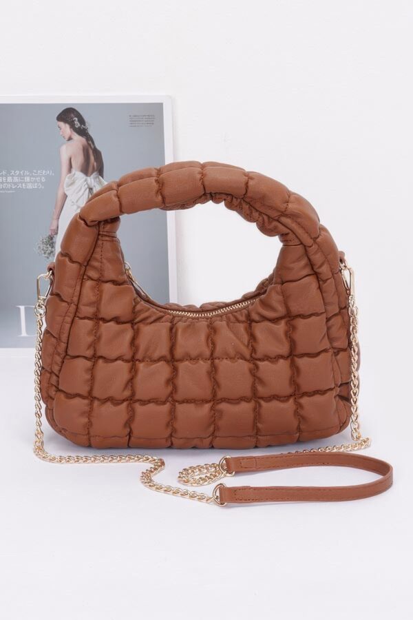 Quilted Padded Faux Leather Hobo Bag – Chain Strap