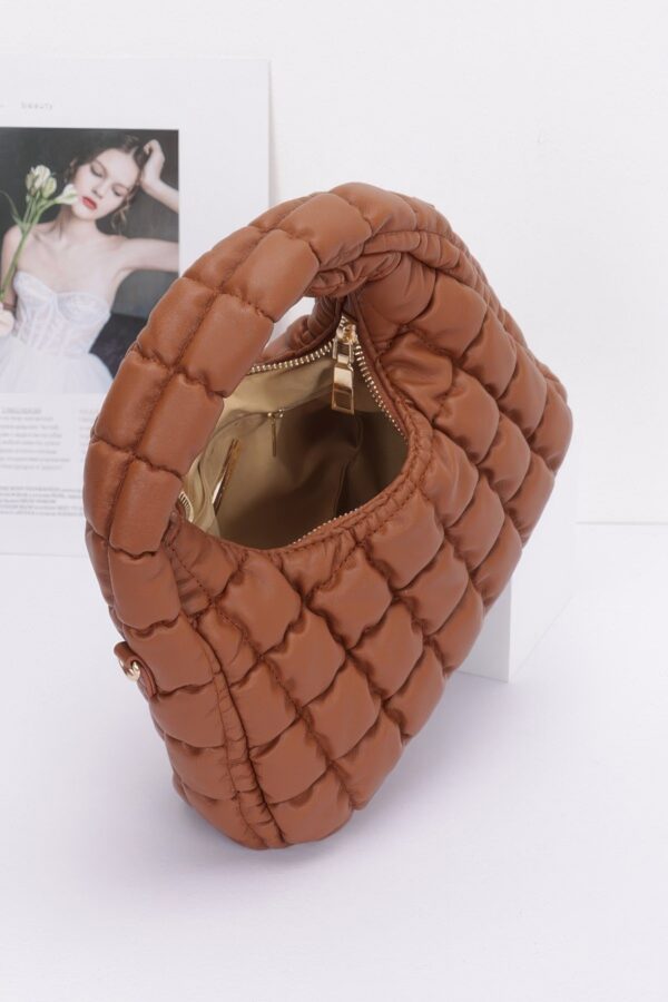 Quilted Padded Faux Leather Hobo Bag – Chain Strap