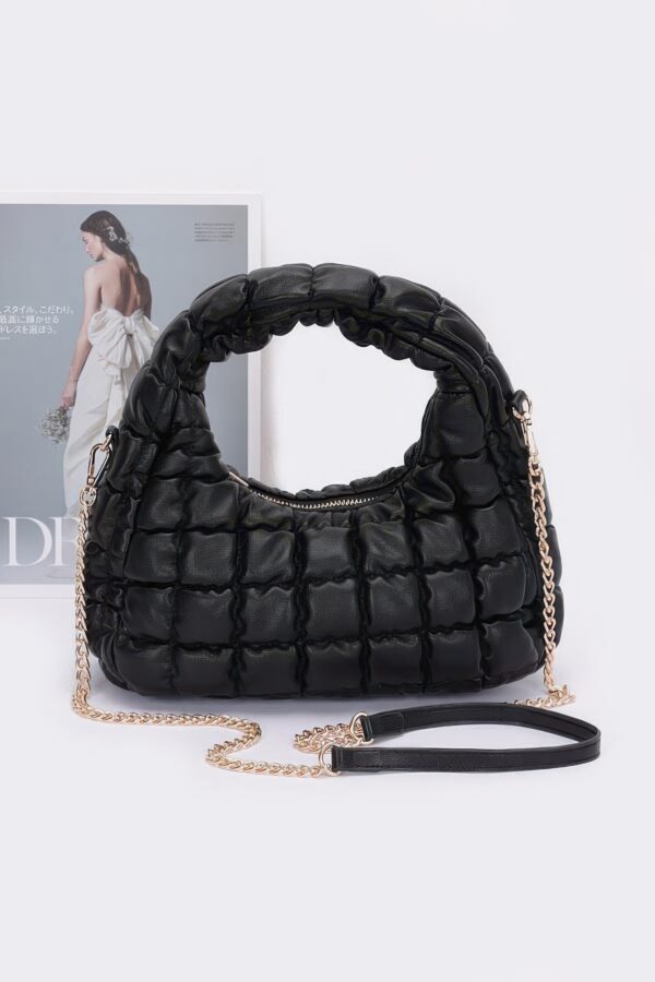 Quilted Padded Faux Leather Hobo Bag – Chain Strap