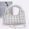 Quilted Padded Faux Leather Hobo Bag – Chain Strap