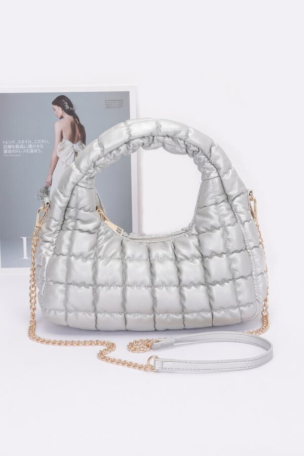 Quilted Padded Faux Leather Hobo Bag – Chain Strap
