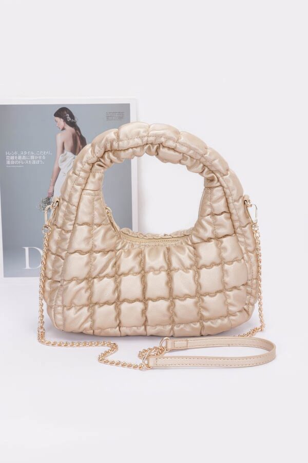 Quilted Padded Faux Leather Hobo Bag – Chain Strap