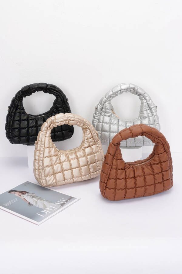 Quilted Padded Faux Leather Hobo Bag – Chain Strap