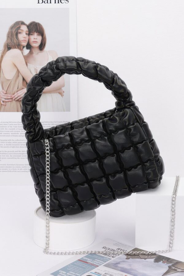 Quilted Faux Leather Bag with Padded Handle