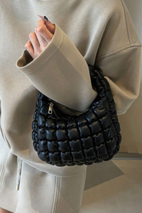Quilted Faux Leather Bag with Padded Handle