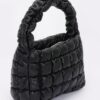 Quilted Faux Leather Bag with Padded Handle