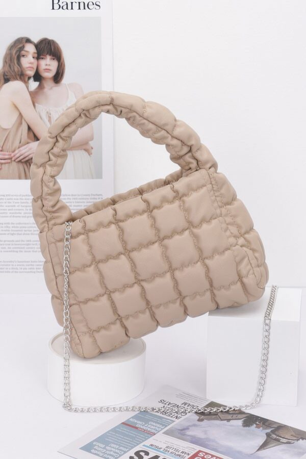 Quilted Faux Leather Bag with Padded Handle