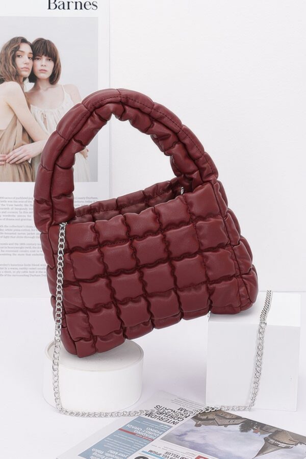 Quilted Faux Leather Bag with Padded Handle