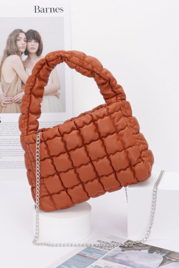 Quilted Faux Leather Bag with Padded Handle
