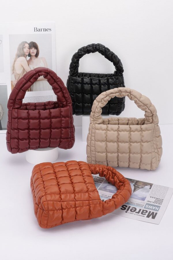 Quilted Faux Leather Bag with Padded Handle