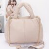 Padded Faux Leather Tote with Chain Strap