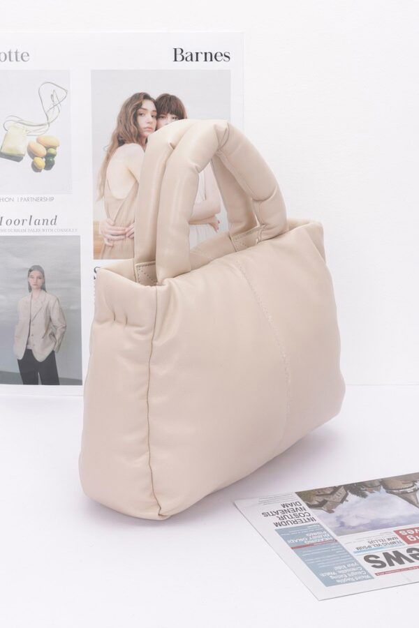 Padded Faux Leather Tote with Chain Strap