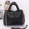 Padded Faux Leather Tote with Chain Strap
