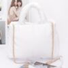 Padded Faux Leather Tote with Chain Strap