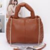 Padded Faux Leather Tote with Chain Strap