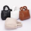 Padded Faux Leather Tote with Chain Strap
