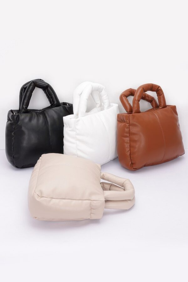 Padded Faux Leather Tote with Chain Strap