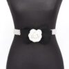 Faux Pearl Stretch Belt with Flower Ribbon
