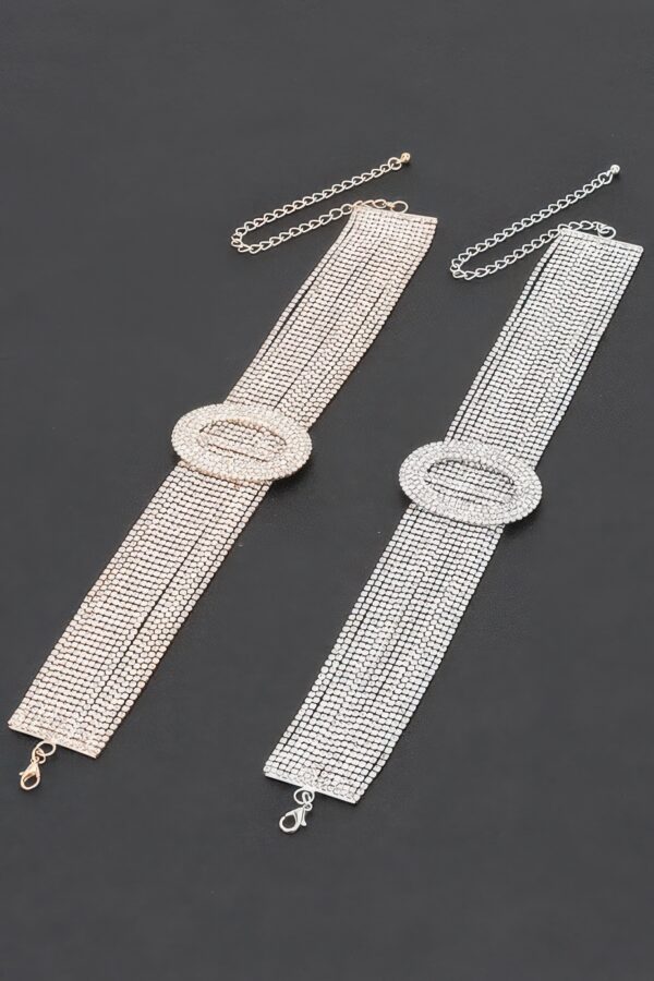 Radiant Circle Rhinestone Choker Necklace