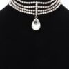 Rhinestone Choker Necklace with Crystal Pendant