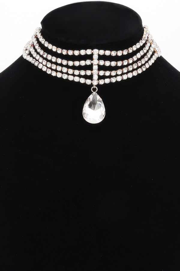 Rhinestone Choker Necklace with Crystal Pendant