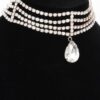 Rhinestone Choker Necklace with Crystal Pendant