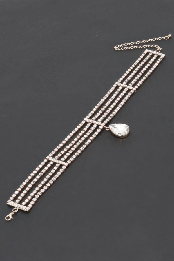 Rhinestone Choker Necklace with Crystal Pendant