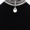 Rhinestone Choker Necklace with Crystal Pendant