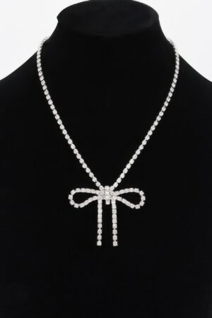 Glamour Bow Rhinestone Necklace – 14″ Length