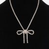 Glamour Bow Rhinestone Necklace – 14″ Length