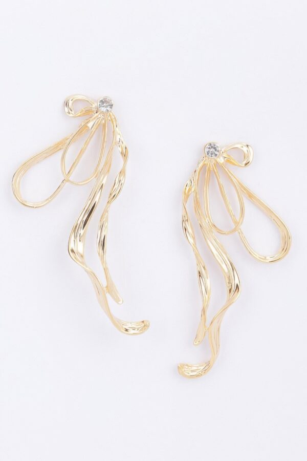 Gold-Plated Elongated Rhinestone Earrings