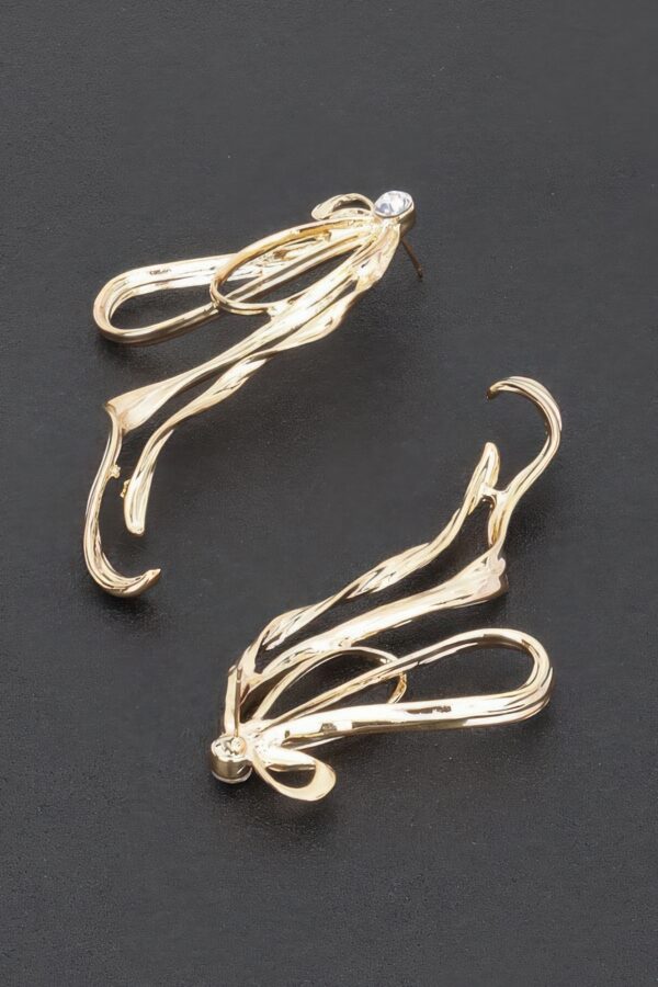 Gold-Plated Elongated Rhinestone Earrings