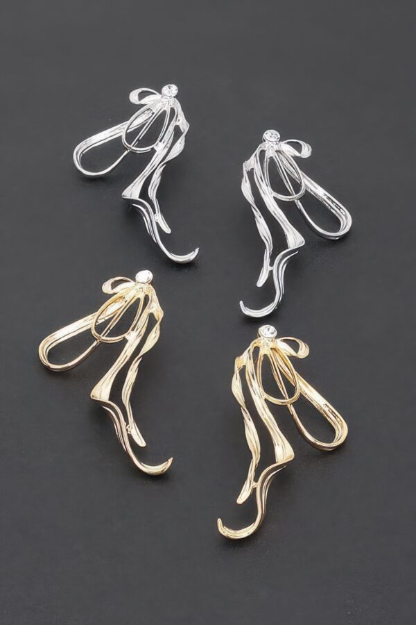 Gold-Plated Elongated Rhinestone Earrings