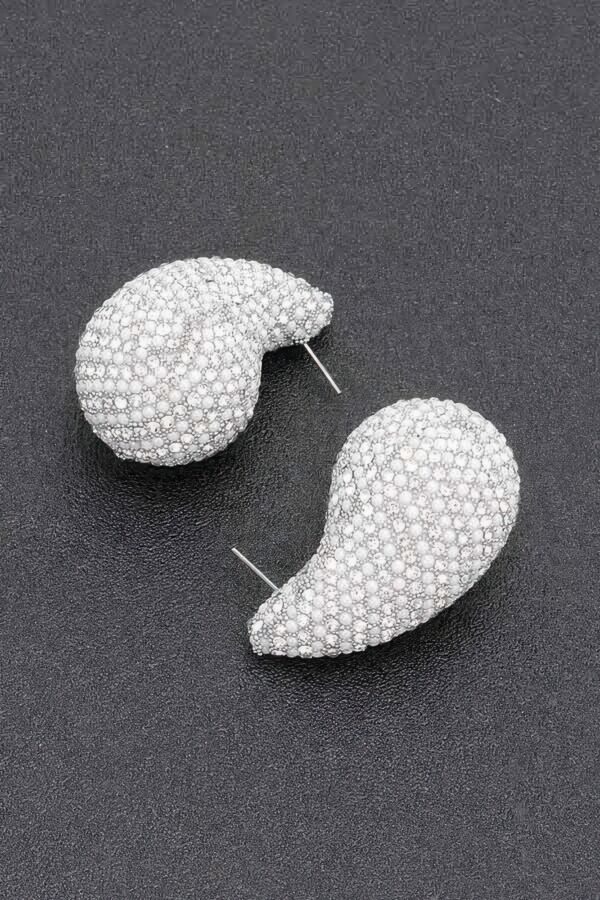 Faux Pearl Cascade Rhinestone Drop Earrings