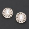 Faux Pearl Drop Earrings with Rhinestone Accents – White