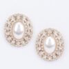 Faux Pearl Drop Earrings with Rhinestone Accents – White