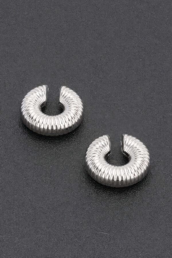 Plastic Cuff Earrings – Two-Tone Spiral Hoop