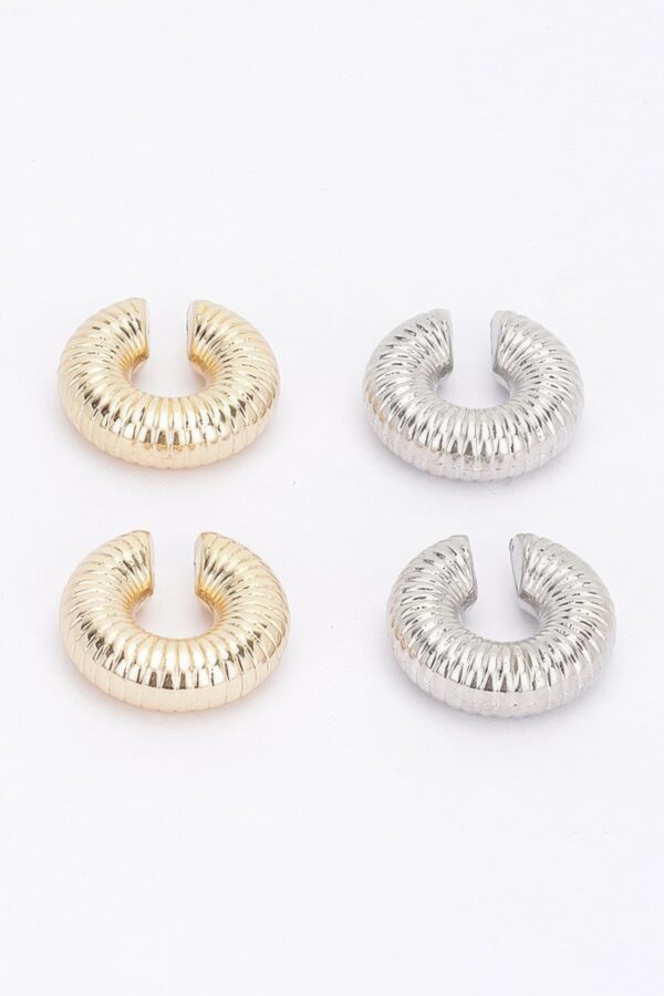 Plastic Cuff Earrings – Two-Tone Spiral Hoop