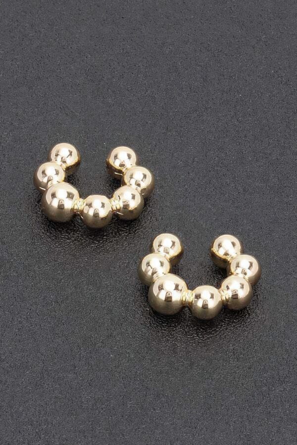 Gold-Plated Plastic Cuff Earring with Ball Accent