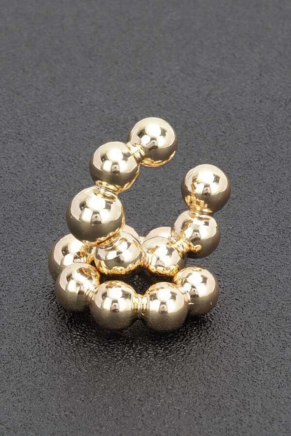 Gold-Plated Plastic Cuff Earring with Ball Accent