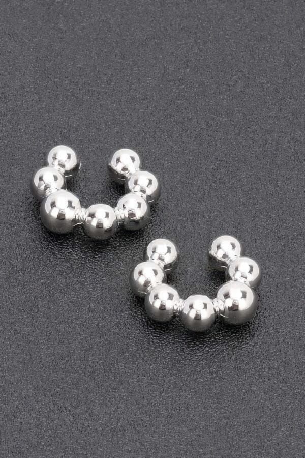 Gold-Plated Plastic Cuff Earring with Ball Accent
