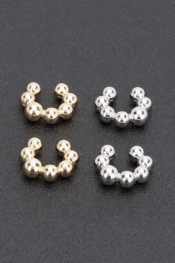 Gold-Plated Plastic Cuff Earring with Ball Accent