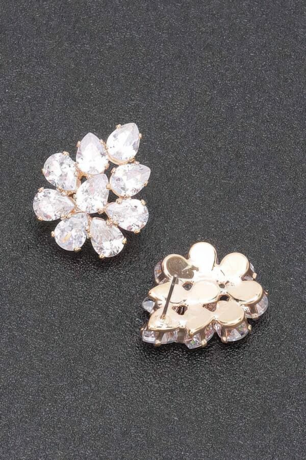 Crystal Blossom Rhinestone Earrings – White Floral