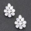 Crystal Blossom Rhinestone Earrings – White Floral