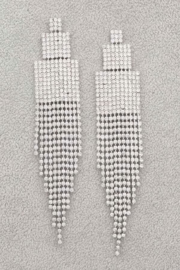 Rhinestone Dangle Earrings – 4.5″ Cascading Sparkle