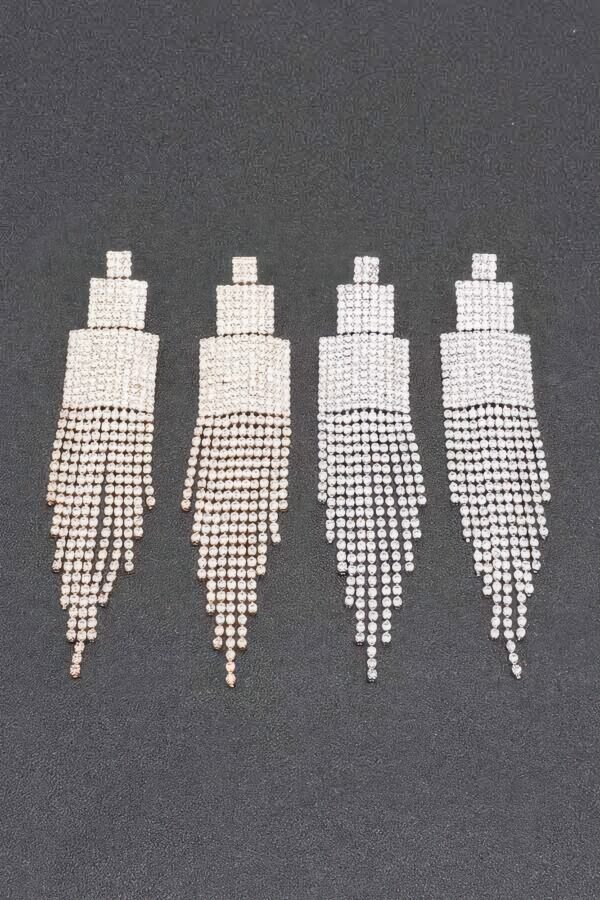 Rhinestone Dangle Earrings – 4.5″ Cascading Sparkle