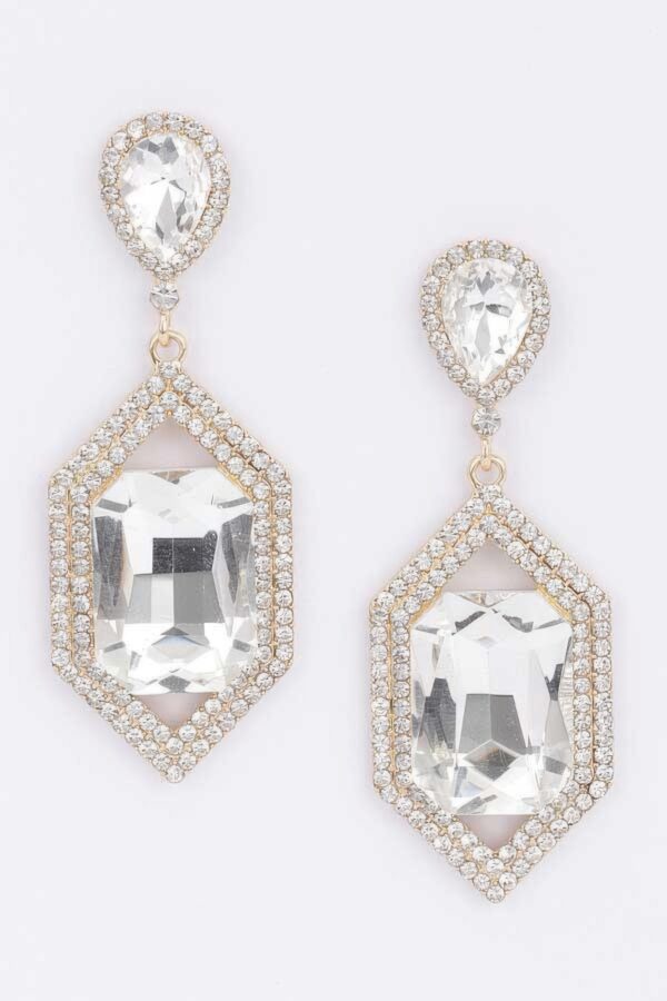 Rhinestone Drop Earrings with Crystal Center