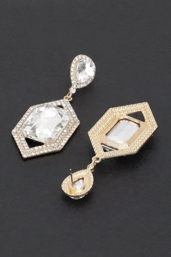 Rhinestone Drop Earrings with Crystal Center