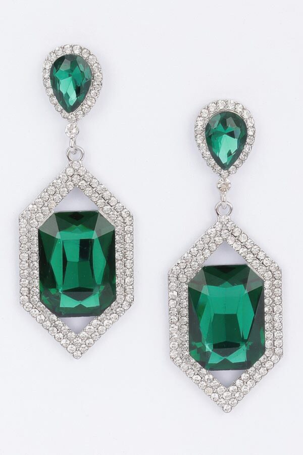 Rhinestone Drop Earrings with Crystal Center