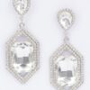 Rhinestone Drop Earrings with Crystal Center